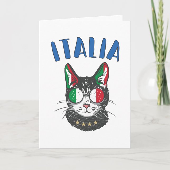 Italienische Fußballflagge Cat Mascot Karte (Vorderseite)