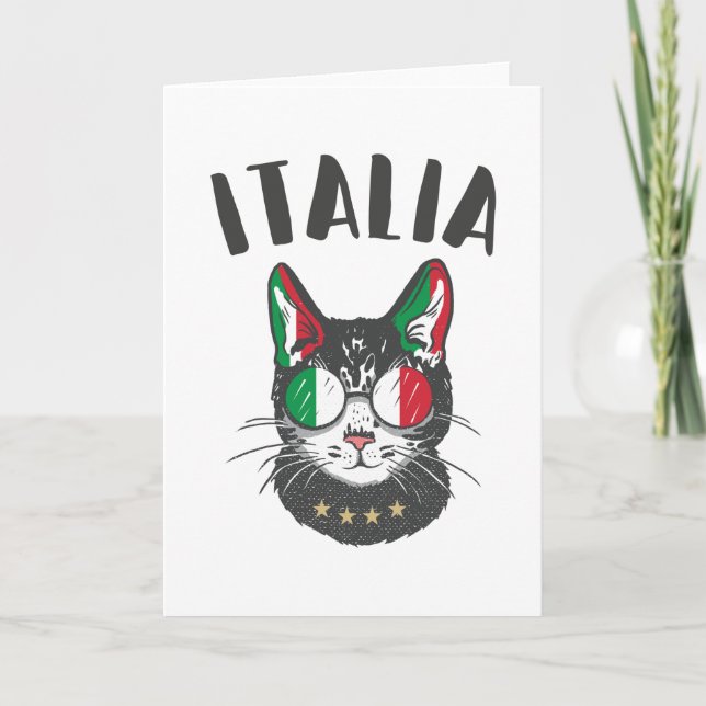 Italienische Fußballflagge Cat Mascot Karte (Vorderseite)