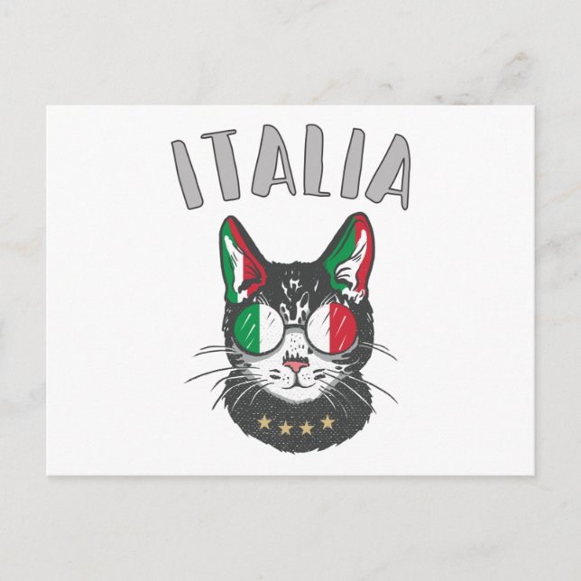 Italienische Fußballflagge Cat Mascot Postkarte (Vorderseite)