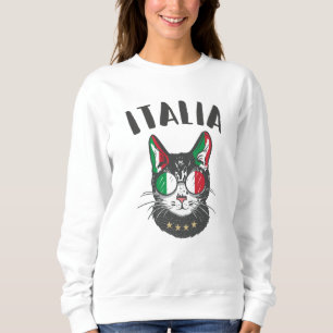 Italienische Fußballflagge Cat Mascot Sweatshirt