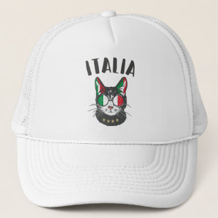 Italienische Fußballflagge Cat Mascot Truckerkappe