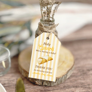 Italienische gelbe Schleife Cannoli Baby Shower De Geschenkanhänger