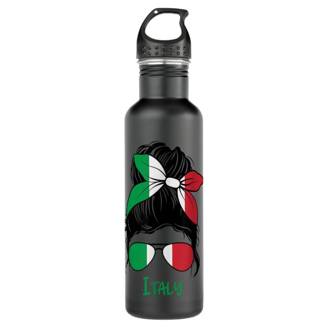 Italienische Girl-Girl-Girl-Girl Italia-Fahne Edelstahlflasche (Vorderseite)