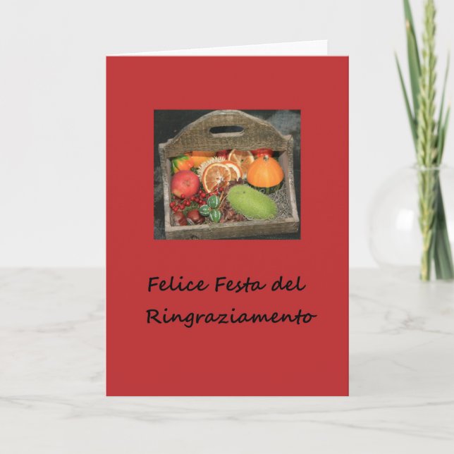 italienische glückliche Erntedankherbstfrüchte Feiertagskarte (Vorderseite)