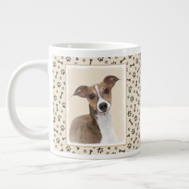 Italienische Grauhound Malerei - Niedliche Origina Jumbo-Tasse (Links)