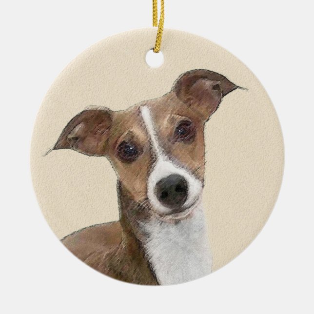 Italienische Grauhound Malerei - Niedliche Origina Keramik Ornament (Vorne)