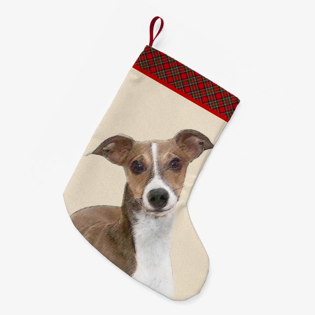 Italienische Grauhound Malerei - Niedliche Origina Kleiner Weihnachtsstrumpf (Vorderansicht (hängend))