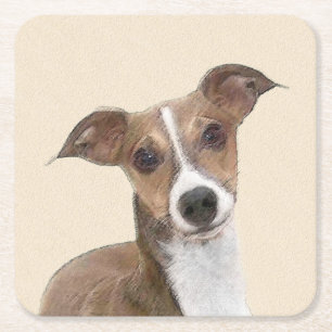 Italienische Grauhound Malerei - Niedliche Origina Rechteckiger Pappuntersetzer