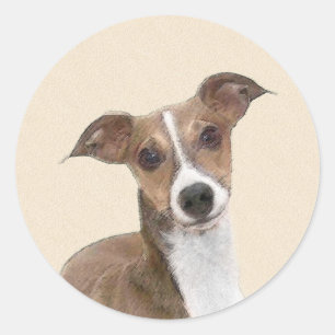 Italienische Grauhound Malerei - Niedliche Origina Runder Aufkleber