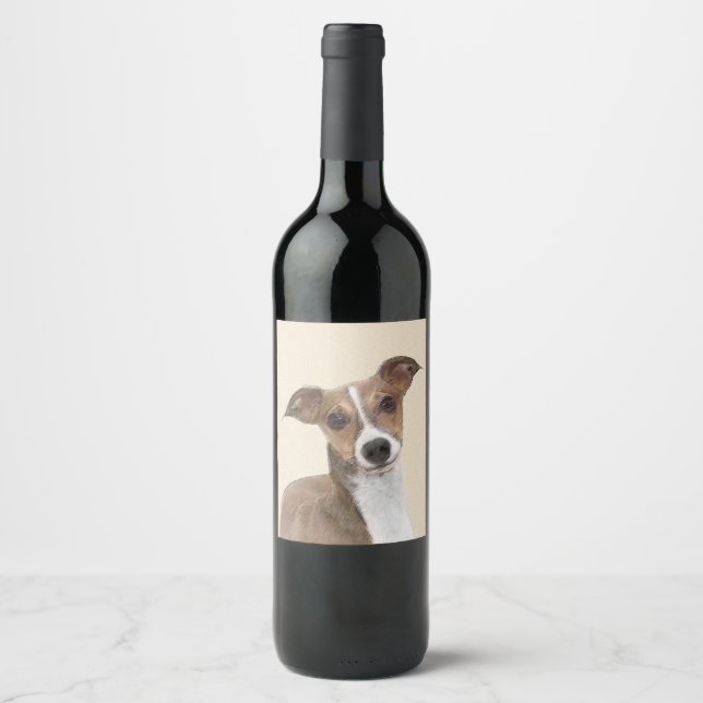 Italienische Grauhound Malerei - Niedliche Origina Weinetikett (Vorderseite)