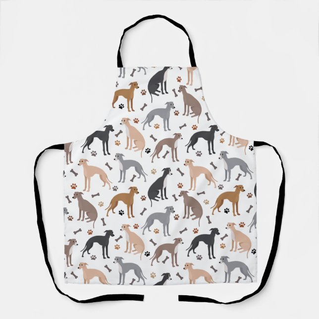 Italienische Greyhound Dog Bones and Paws Schürze (Vorderseite)