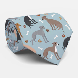 Italienische Greyhound Dog Bones und Paws Neck Tie Krawatte