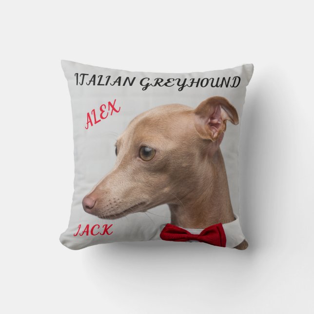 ITALIENISCHE GREYHOUND DURCH PILLOW MIT NAMEN/NACH KISSEN (Vorderseite)