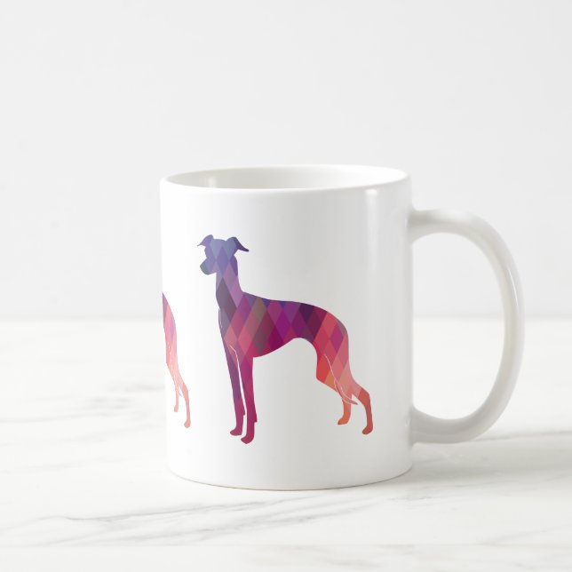 Italienische Greyhound Geo Pattern Silhouette - Ro Kaffeetasse (Rechts)