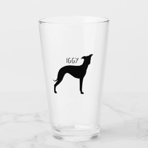 Italienische Greyhound Hund Silhouette Personalisi Glas