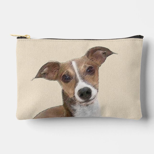 Italienische Greyhound Malerei Sable Original Hund Zubehörtasche (Vorderseite)