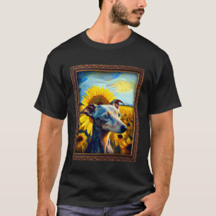 Italienische Greyhound Malerei Sonnenblumen Blume T-Shirt