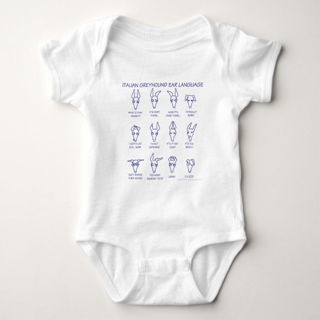 Italienische Greyhound Ohrensprache Baby Strampler (Vorderseite)