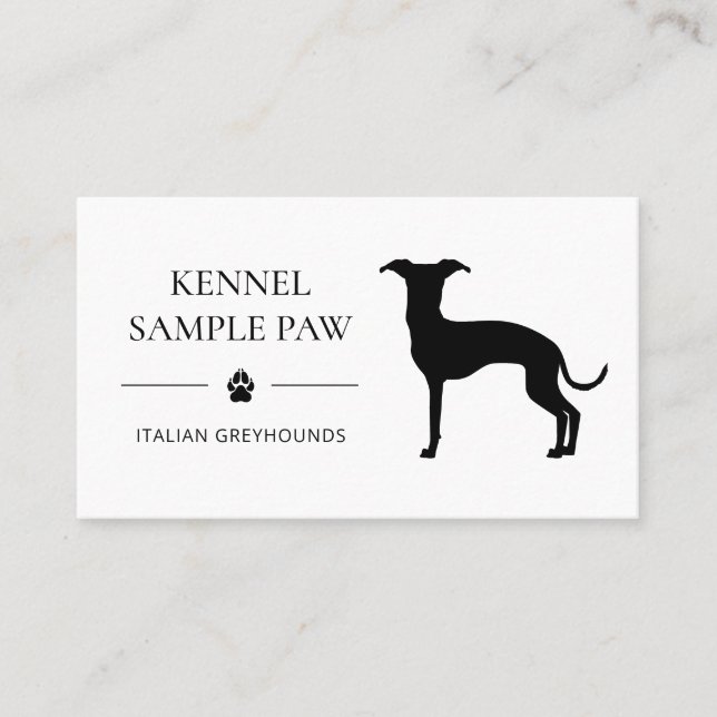 Italienische Greyhound-Silhouette - Hundezüchter Visitenkarte (Vorderseite)