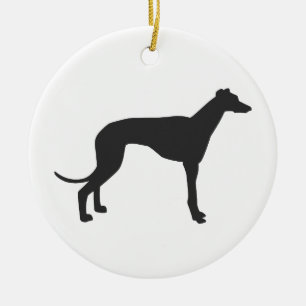 Italienische Greyhound-Silhouette in Schwarz Keramik Ornament