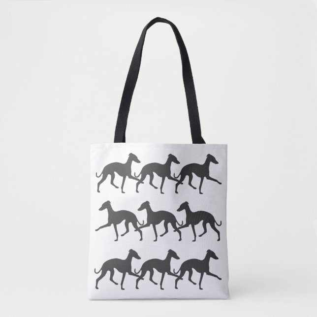 Italienische Greyhound-Silhouetten Tasche (Vorderseite)