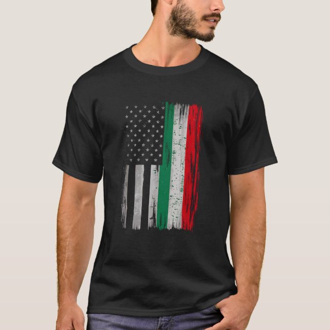 Italienische Halb-Amerikanisch-Fahne Italien Ameri T-Shirt (Vorderseite)