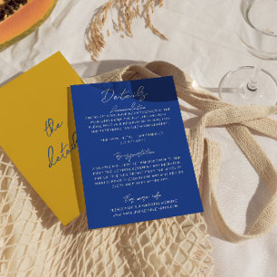Italienische handgeschriebene gelbe blaue Hochzeit Begleitkarte
