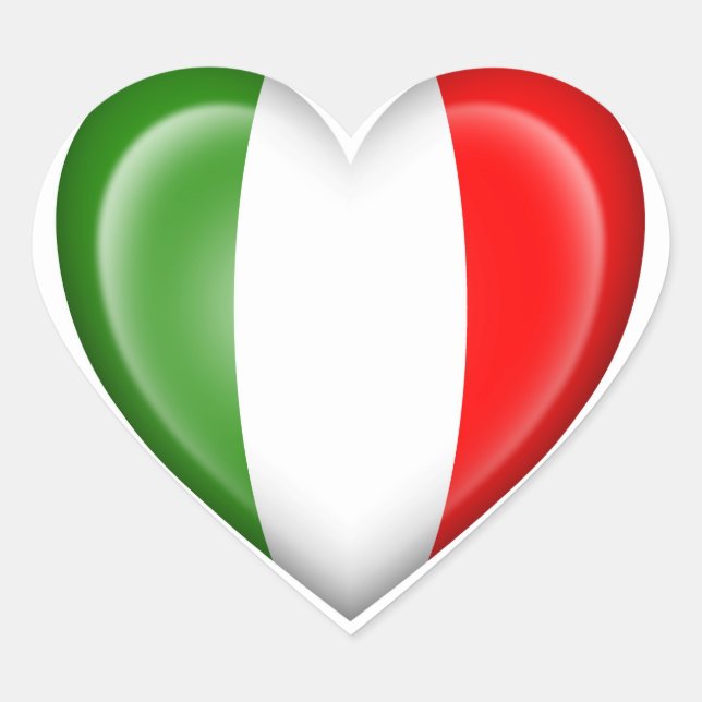 Italienische Herzenflagge auf Weiß Herz-Aufkleber (Vorderseite)