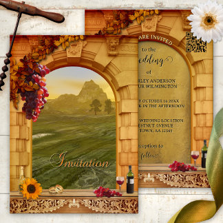 Italienische Hochzeit im Herbst Weinberg Einladung