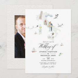 Italienische Hochzeit in Urlaubsort Foto Einladung