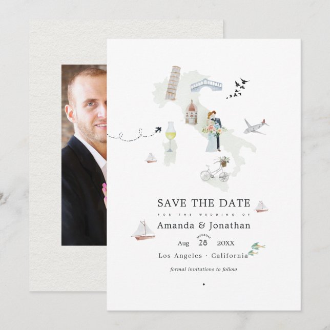 Italienische Hochzeit in Urlaubsort Foto Save The Date (Vorne/Hinten)