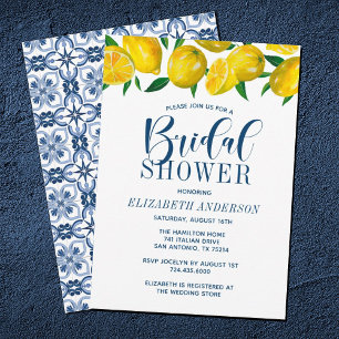 Italienische Hochzeit mit blauen Fliesen und Zitro Einladung