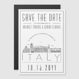 Italienische Hochzeit | Stilisierte Skyline Save t Magneteinladung