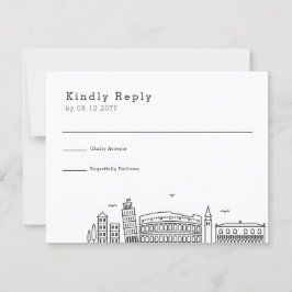Italienische Hochzeit | Stilisierte Skyline-UAWG RSVP Karte