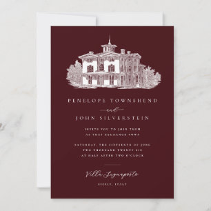 Italienische Hochzeit Villa Illustration Deep Burg Einladung