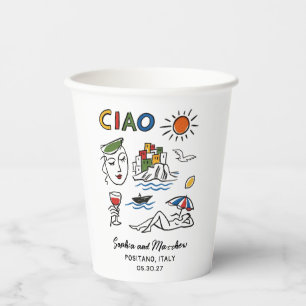 Italienische Hochzeit Whimsical Handgezeichnete Am Pappbecher
