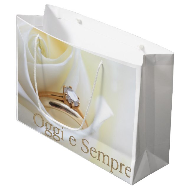 Italienische Hochzeitsgeschenktasche für Glückwüns Große Geschenktüte (Vorderseite Schrägansicht)