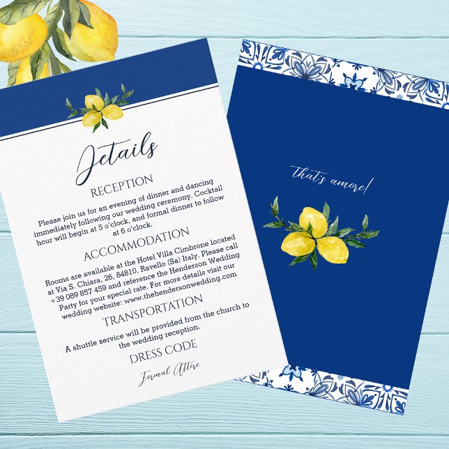 Italienische Hochzeitskarte für Navy Begleitkarte (Von Creator hochgeladen)