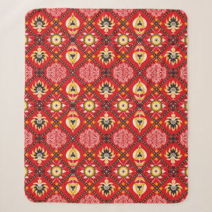 Italienische Kachel. Stickerei mit Blume und Sherpadecke