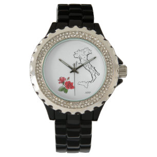 *~* Italienische Karte für Frauen Italien Rose Rh Armbanduhr