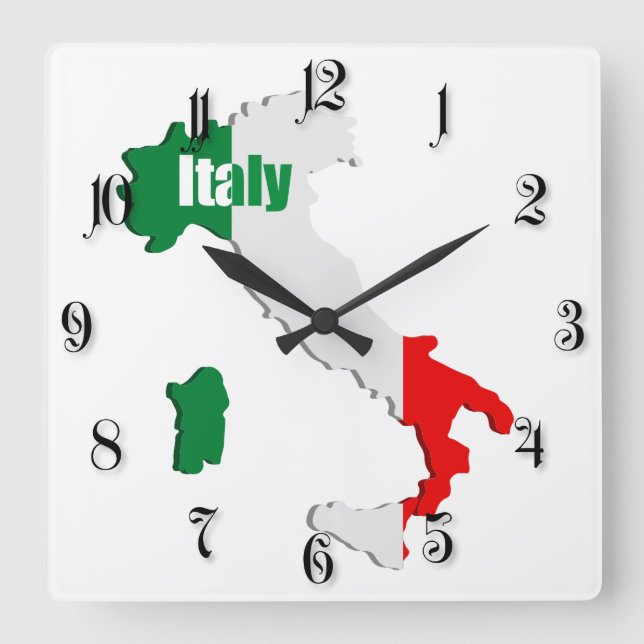 Italienische Karte Quadratische Wanduhr (Vorderseite)