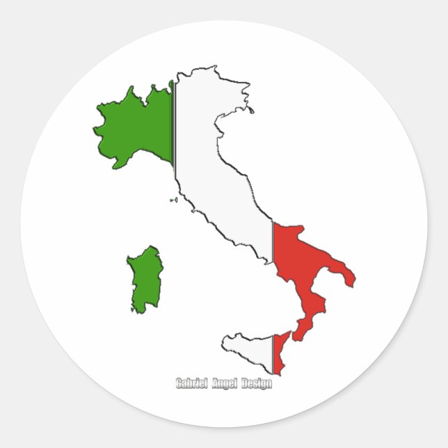 Italienische Karte Runder Aufkleber (Vorderseite)
