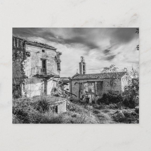 Italienische Kirche | Urban Decor | Schwarz und We Postkarte (Vorderseite)