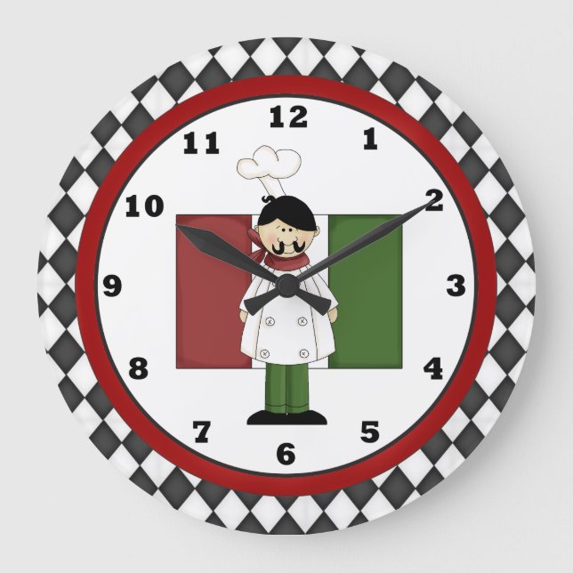 Italienische Kochs-Küchenuhr Große Wanduhr (Vorderseite)