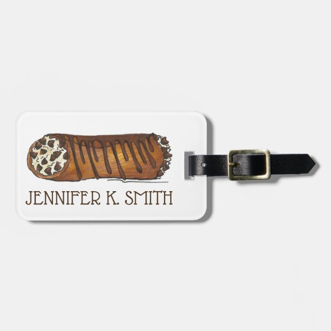Italienische Konditorei Cannoli Gepäckanhänger (Vorderseite horizontal)