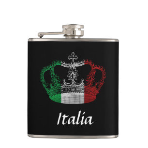 Italienische Kronenflagge Italia Flasche Flachmann