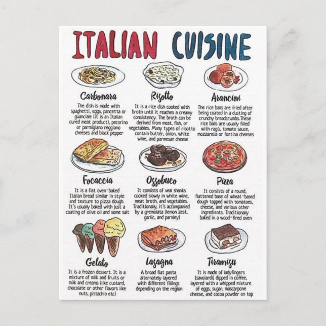 Italienische Küche des Carte Postale Postkarte (Vorderseite)