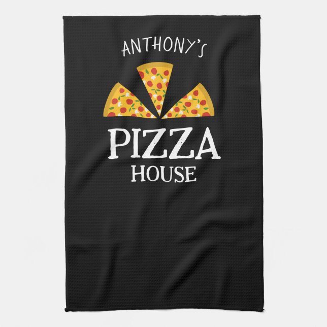 Italienische Küche individuelle Name Pizzeria Pizz Geschirrtuch (Vertikal)