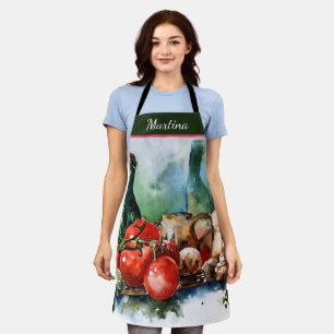 Italienische Küche mit Wasserfarbe Schürze