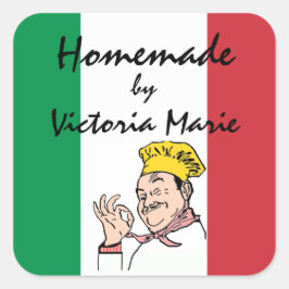 Italienische Küche Personalisiert Quadratischer Aufkleber